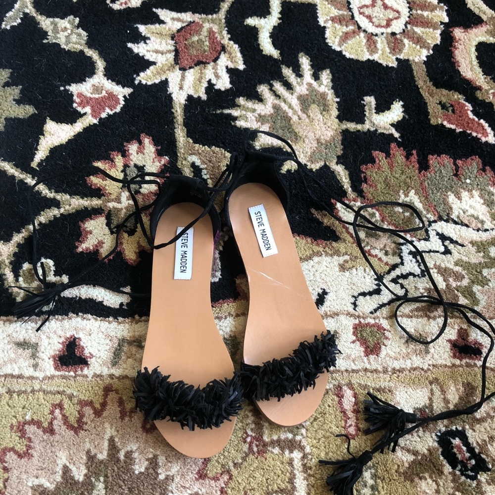 Steve Madden Lace Up Black Sandals